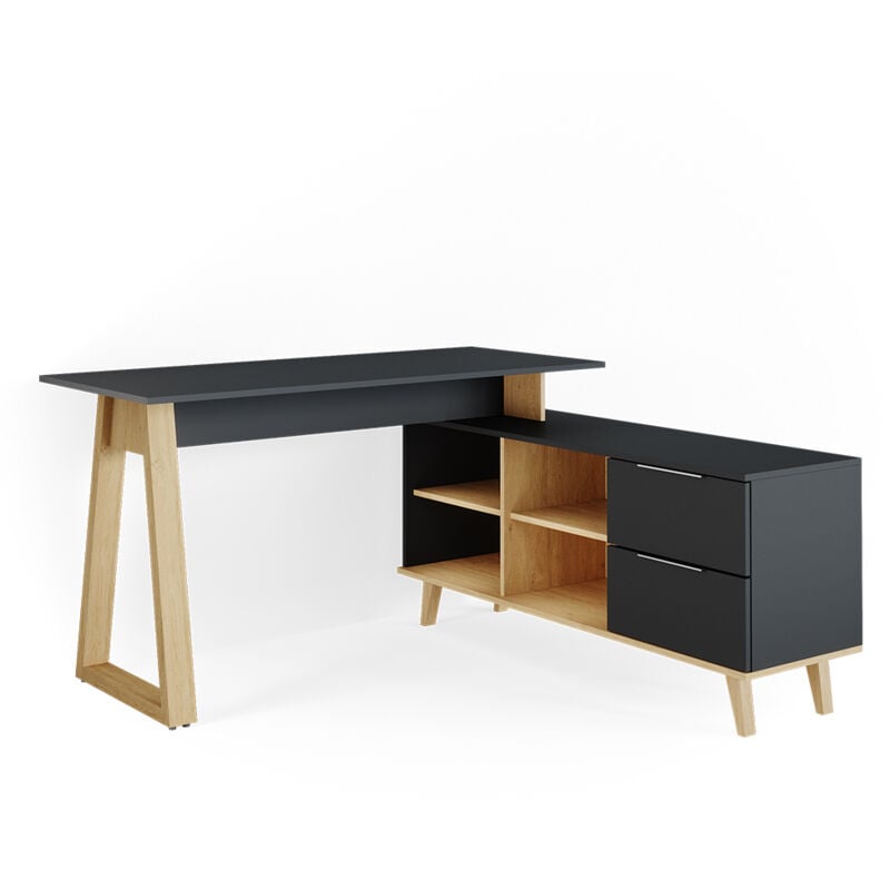 Vicco - Bureau Nautica, Anthracite, 138 x 60 cm avec tiroirs, xxl