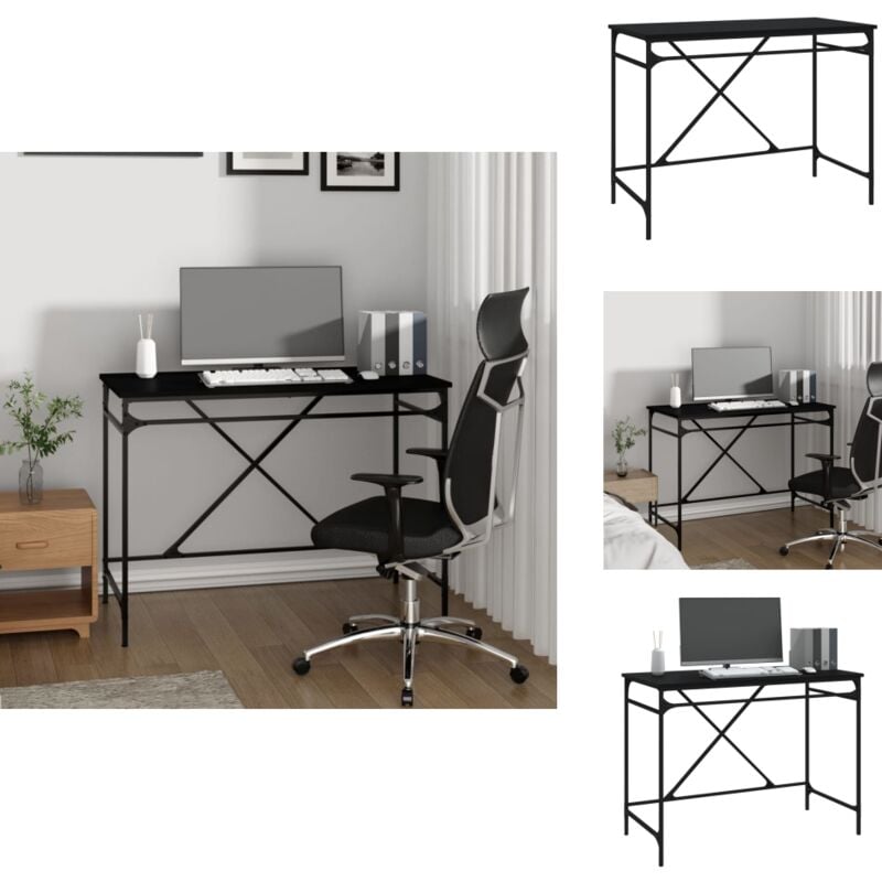 Vidaxl - Bureau noir 100x50x75 cm bois d'ingénierie et fer - Bureau Industriel - Bureau Moderne - Bureau Informatique - Meuble De Bureau - Bureau Noir