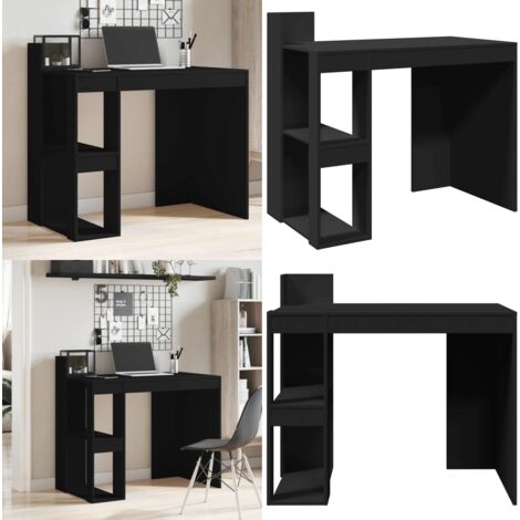 Bureau noir 103,5x56,5x94 cm bois d'ingénierie - Bureau - Meuble De Bureau - Bureau D'étude - Bureau Informatique - Bureau Moderne - Home & Living