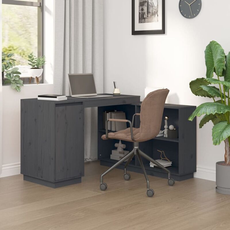 Vidaxl - Bureau Gris 110x50x75 cm Bois massif de pin