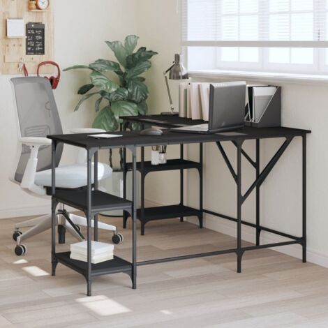 Bureau noir 139x139x75 cm bois d'ingénierie vidaXL