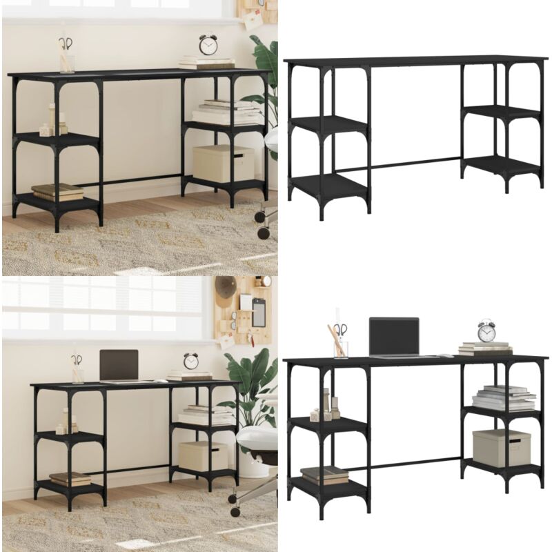 Vidaxl - Bureau noir 140x50x75 cm métal et bois d'ingénierie - Bureau Informatique - Bureau Design - Bureau Moderne - Bureau Noir - Meuble De Bureau