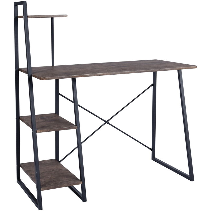 Bureau Noyer Etagere Bois Metal 5712447616854