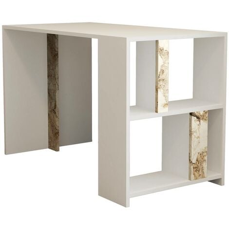 Bureau et étagère mural Conamy L90xH154,2cm Blanc