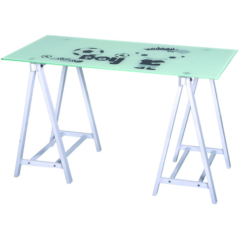 Fraschetti - bureau ordinateur garçon en acier et verre L120xP60xH72 cm