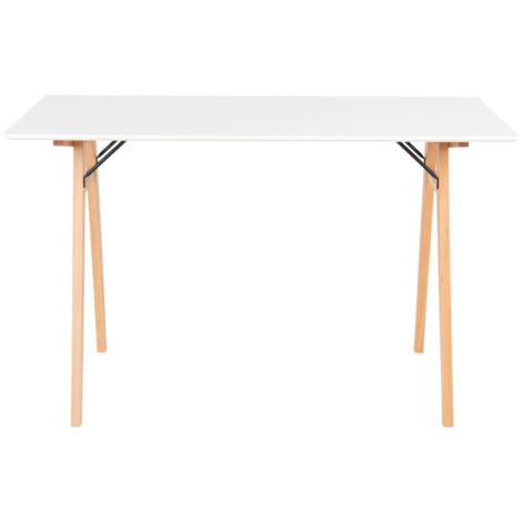 Bureau pieds bois clair L120cm - Blanc - VOJENS