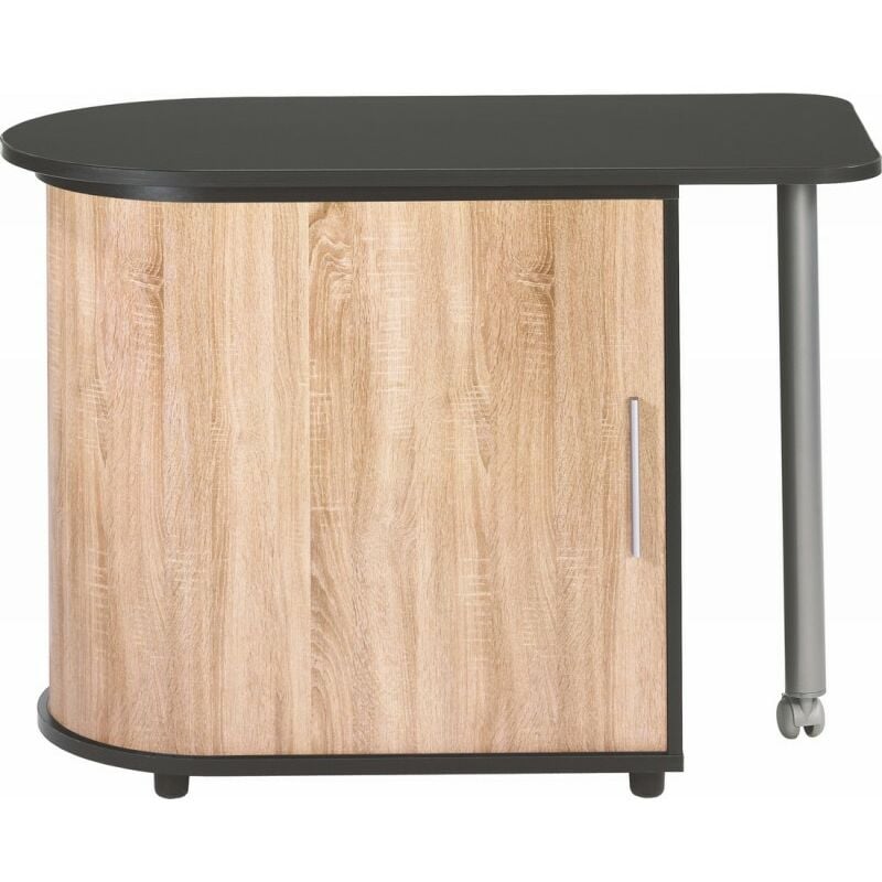 Beaux Meubles Pas Chers - Bureau Pivotant Noir et Meuble de Rangement - Coloris: Chêne Naturel
