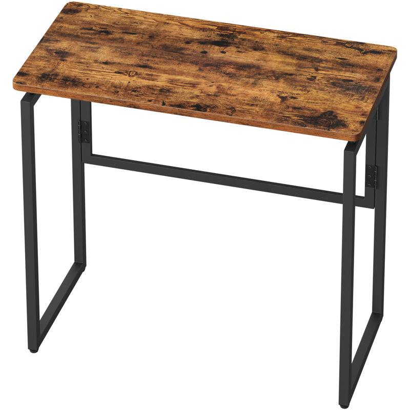 Bureau Pliable, 80 x 40 cm, Table d’Appoint pour Balcon, Chambre, Montage Rapide, Marron
