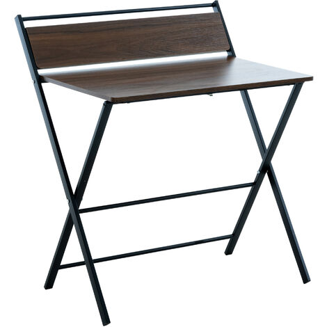 Bureau pliable Gresham en bois et pieds en tubes d'acier Noyer
