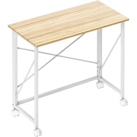 Bureau pliable KAELYS aspect chêne clair et blanc