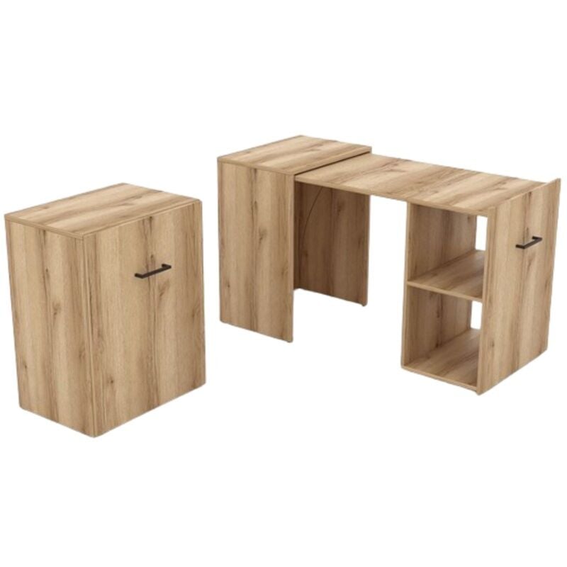 Meublorama - Bureau pliable spécial petite espace collection flip coloris chêne.