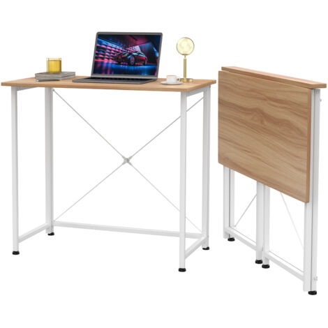 Bureau Pliable, Table Ordinateur Pliable, Bureau Pliable Petit Espace, Table Bureau Pliante pour la Maison et Le Bureau, 80x45x75cm, Couleur du bois