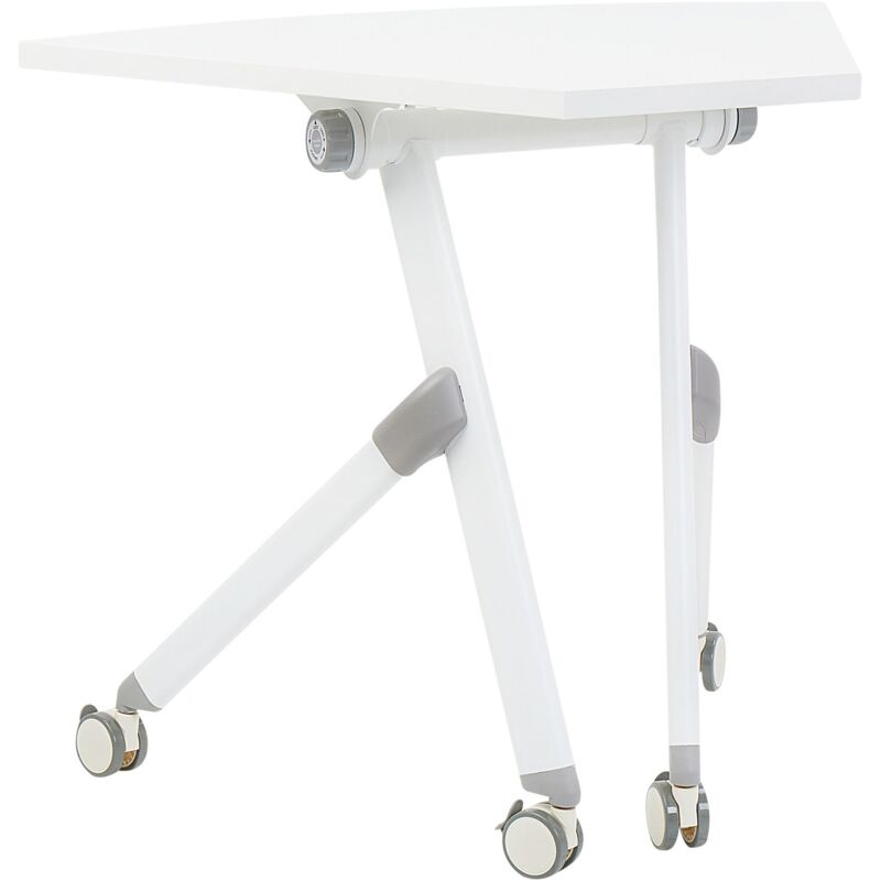 Beliani - Bureau Pliant d'Angle Moderne avec Roulettes 90 x 64 cm Cadre Métallique Blanc Bendi
