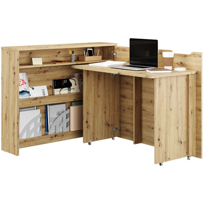Bureau pliant Lenart Off. Consus cm115x27-136x93H droit Chêne