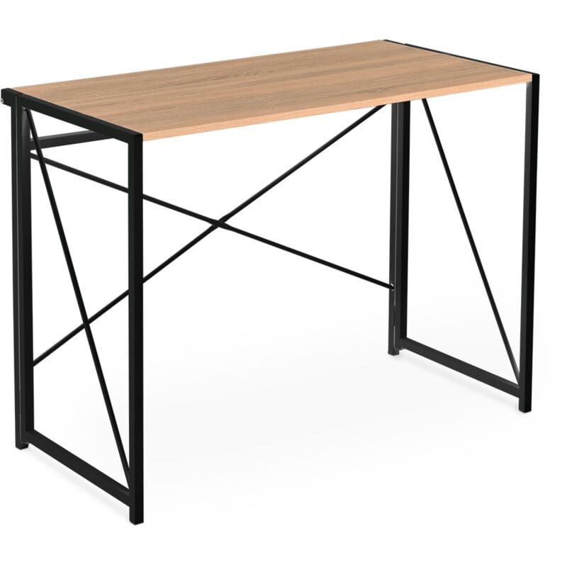 Mc Haus - Bureau pliant robuste et stable en bois mdf et acier de couleur noire