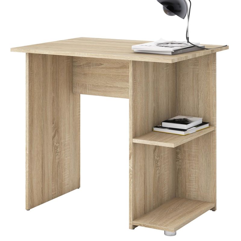 Bureau pour enfant ou adulte nova, bureau informatique table d'ordinateur rangement ouvert 2 tablettes, en mélaminé chêne sonoma - Chêne Sonoma