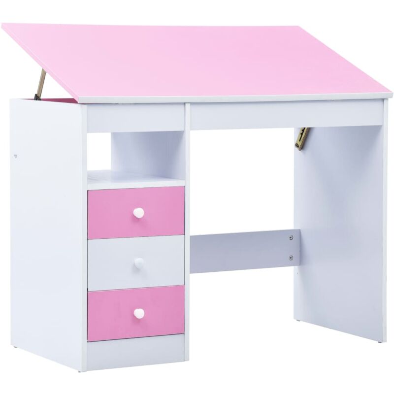 Bureau pour enfants Inclinable Rose et blanc Vidaxl