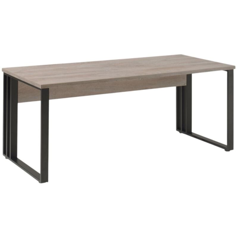 Meublorama - Bureau professionnel 180cm coloris chêne brut et noir collection yukon
