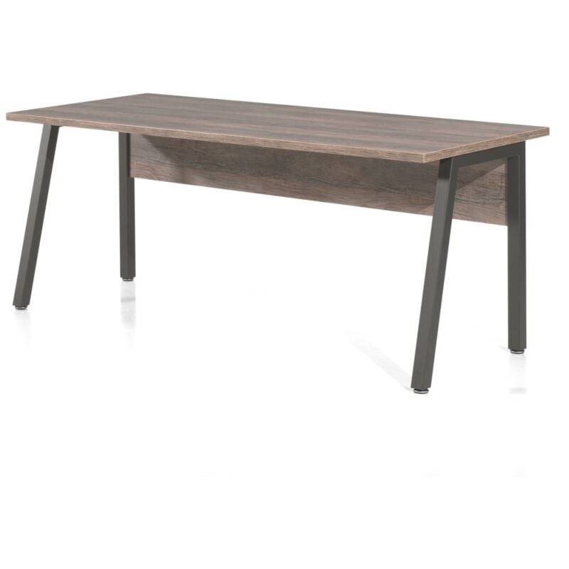 Meublorama - Bureau professionnel droit 200cm coloris chêne vieilli et noir collection soon