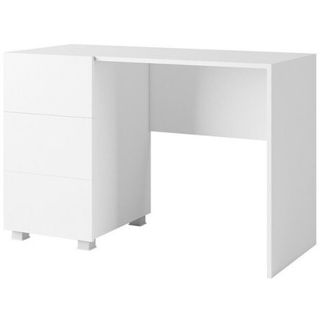 MOBILIER1 Blanc + Blanc brillant, Avec tiroirs, 77x110x50cm, Blanc, Blanc brillant