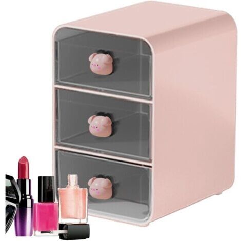 Bureau - Rangement pour Bureau - Boîte Rangement Transparente - Organisateur tiroir Maquillage empilable - Organiseur Bureau avec Grand
