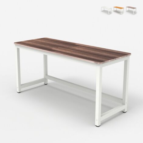 Bureau rectangulaire bois 120x60cm design blanc moderne Bridgewhite 120 - Marron Noyer