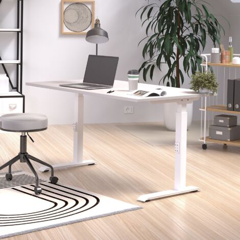Bureau réglable en hauteur 120x80x68/91 cm écru et blanc - HEIGTY