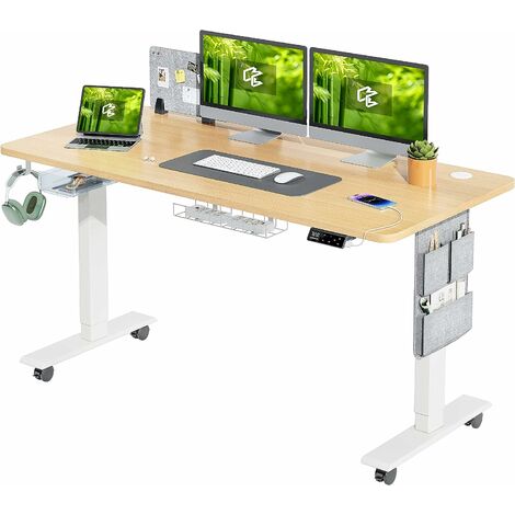 Costway bureau assis debout électrique, 140 x 70 x 72-116 cm, table  réglable en hauteur, mono-moteur naturel foncé - Conforama