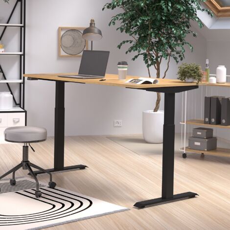 Bureau réglable en hauteur 160x80x72/120 cm chêne et noir - HEIGTY