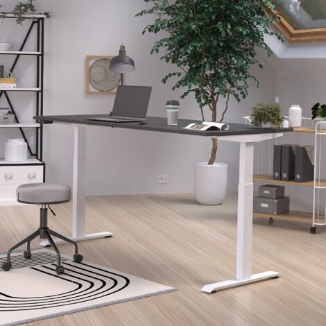 Bureau réglable en hauteur 180x80x72/120 cm anthracite et blanc - HEIGTY