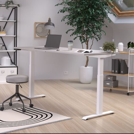 Bureau réglable en hauteur 180x80x72/120 cm écru et blanc - HEIGTY