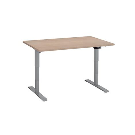Bureau réglable en hauteur électrique chêne clair Ergo Premium 120 x 80 cm - Arch - aluminium - Maxiburo