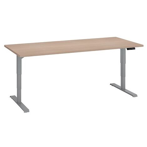 Bureau réglable en hauteur électrique chêne clair Ergo Premium 180 x 80 cm - Arch - aluminium - Maxiburo