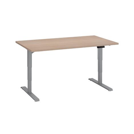 Bureau réglable en hauteur électrique chêne clair Premium 140 x 80 cm - Arch - aluminium - Maxiburo