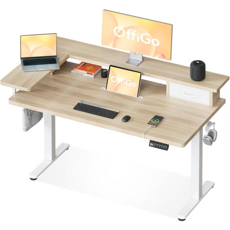 Bureau réglable en hauteur érable 120x60cm OffiGo