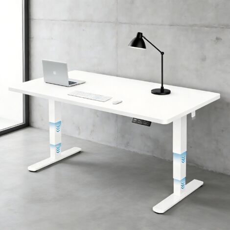 Bureau réglable en hauteur HUANUO, capacité de charge de 120 kg, plateau de 180 x 80 cm, bureau électrique, hauteur réglable de 60 à 125 cm, piètement à 3 niveaux, 2 moteurs, bureau assis-debout élect