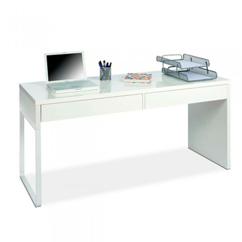 Pegane - Bureau reversible avec tiroir coloris Blanc Artic - 75 x 138 x 50 cm