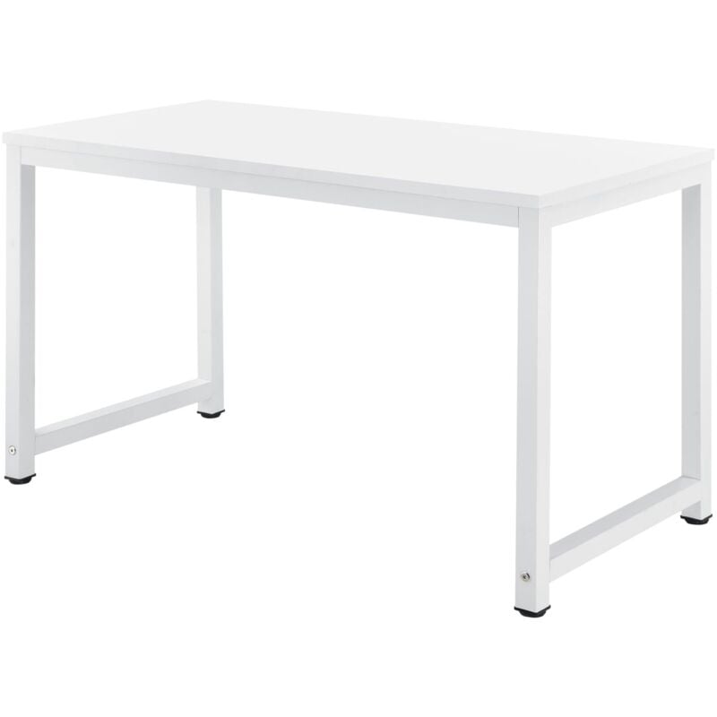 Helloshop26 - Bureau réglable poste de travail table bois mélaminé 120 cm blanc