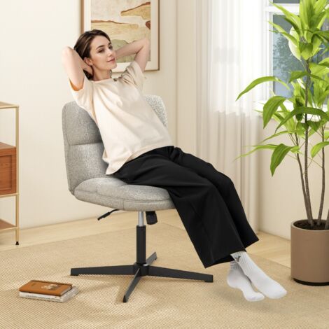 Bureau sans Accoudoirs Chaise de Bureau à Hauteur Réglable Pivotante à 360° Assise Large et Rembourrée Fibre Synthétique Souple Gris