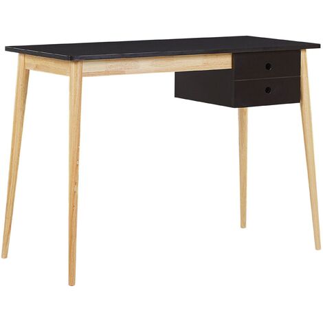 Bureau Scandinave 1 Tiroir 106 x 48 cm avec Structure en MDF et Bois de Couleurs Bois Clair et Noir Idéal Pour Pièce au Style Minimaliste - Noir
