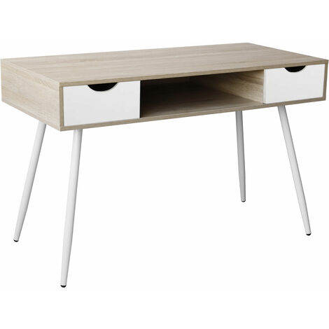 Bureau scandinave bois, tiroirs blancs BJORN - Blanc