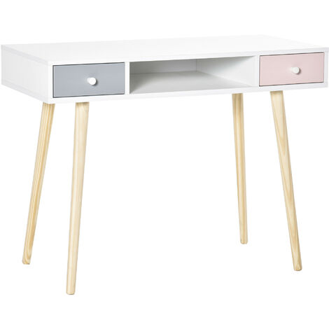 Bureau scandinave enfant ALIX blanc rose gris