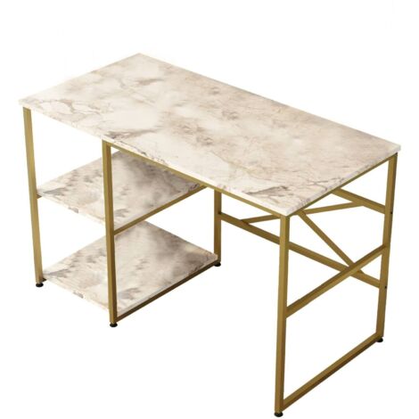 Bureau Scorpius, 2 Étagères, 2 Compartiments, 60x120x75h cm or