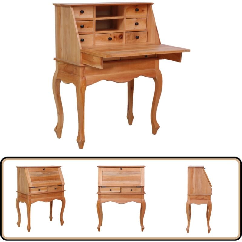 Vidaxl - Bureau secrétaire 78x42x103 cm Bois d'acajou massif - Bureau Vintage - Bureau Secretaire - Meuble De Bureau - Bureau En Acajou - Mobilier