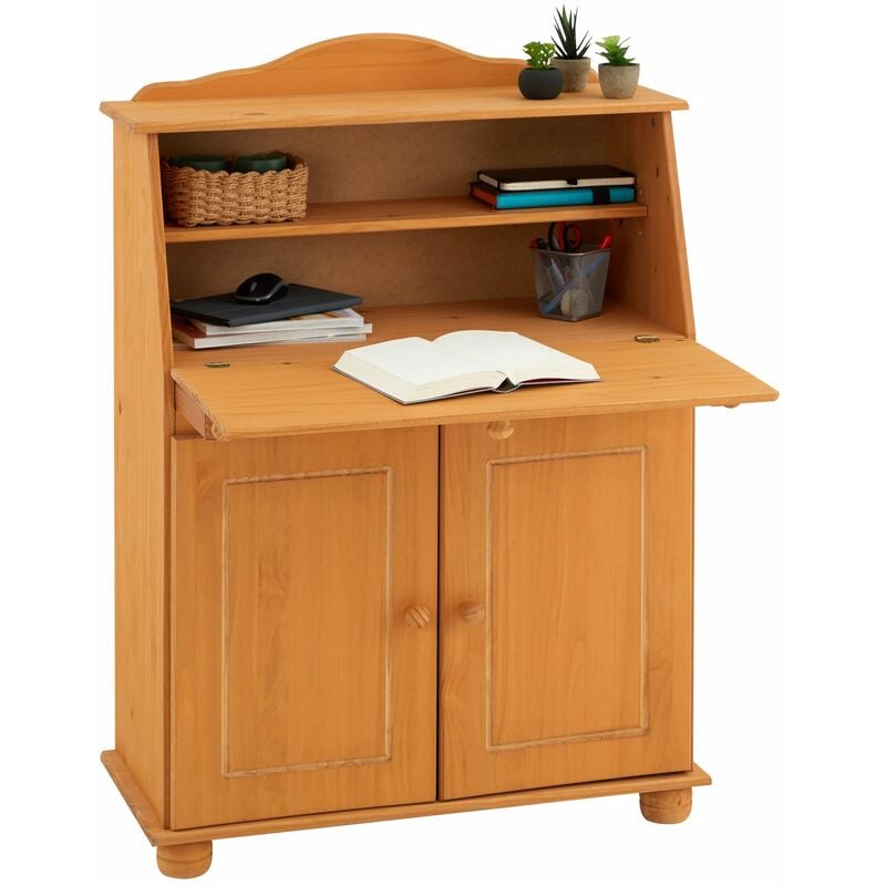 Idimex - Bureau secrétaire david, finition teintée/cirée