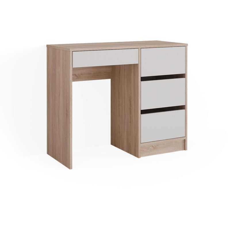 Vicco - Bureau Sherry, Blanc/Sonoma, 90 x 40 cm avec tiroirs