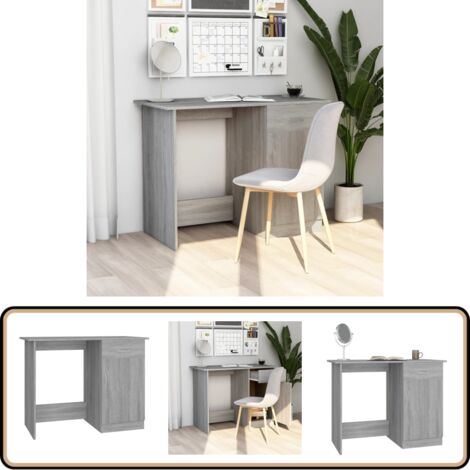 Bureau Sonoma gris 100x50x76 cm Bois d'ingénierie - Bureau En Bois - Bureau Design - Bureau Compact - Bureau Ordinateur - Bureau Étudiant