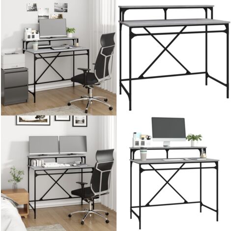 Bureau sonoma gris 100x50x90 cm bois d'ingénierie et fer - Bureau Industriel - Bureau Moderne - Bureau Chêne - Bureau Métal - Meuble De Bureau - Home & Living