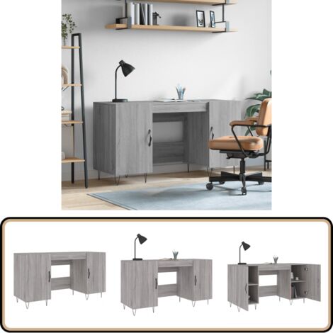 Bureau sonoma gris 140x50x75 cm bois d'ingénierie - Bureau D'étude - Bureau Design - Bureau Compact - Bureau Moderne - Bureau Industriel