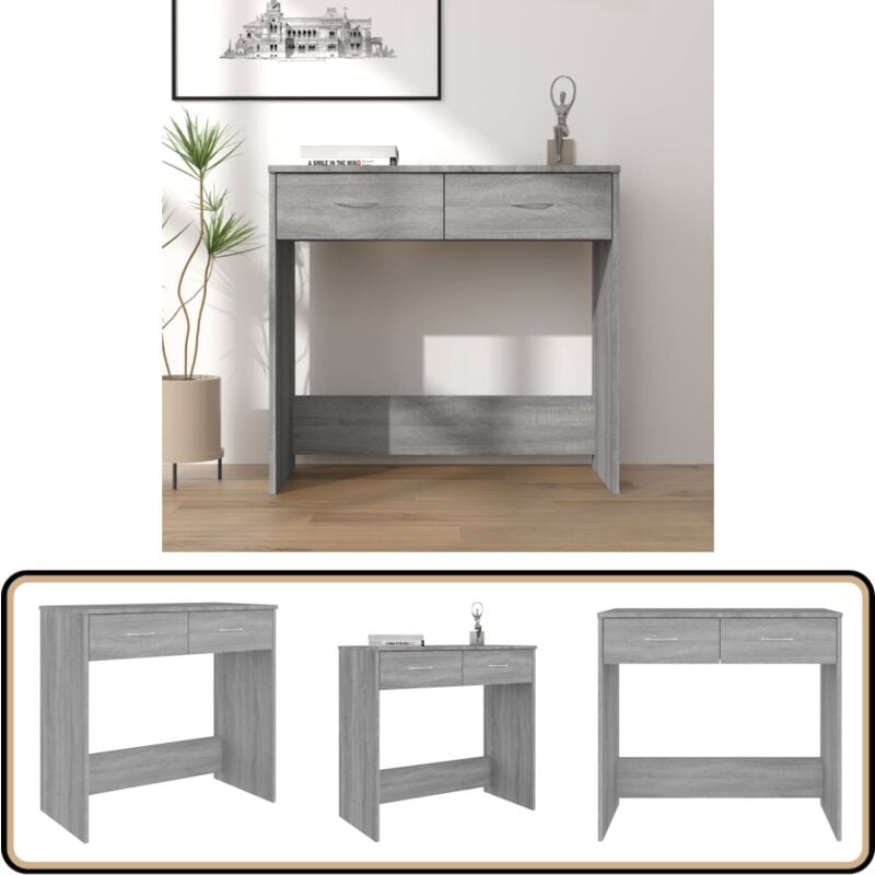 Vidaxl - Bureau sonoma gris 80x40x75 cm bois d'ingénierie - Bureau En Bois D'ingénierie - Bureau Compact - Bureau Design - Bureau Gris - Bureau